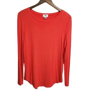 Old Navy Long Sleeve Semi-fitted Tee Top Shirt Red Aloud Women's Size Large